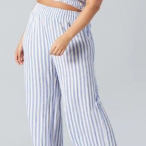 Plus Size Pinstriped Palazzo Pants